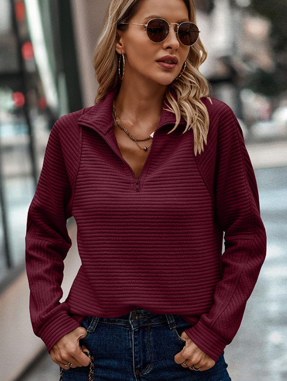 Zippered Long Sleeve Top